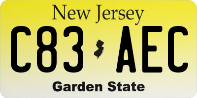 NJ license plate C83AEC