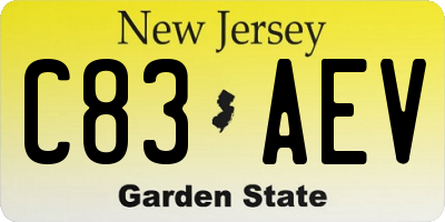 NJ license plate C83AEV