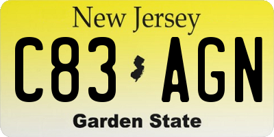 NJ license plate C83AGN