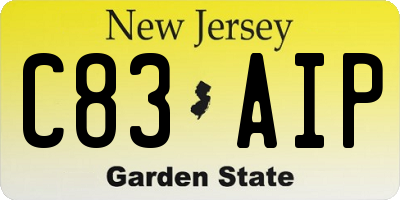 NJ license plate C83AIP