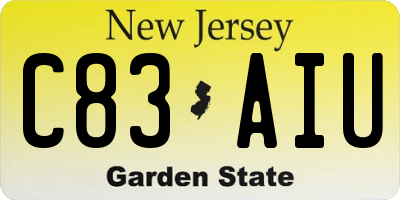 NJ license plate C83AIU