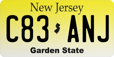NJ license plate C83ANJ