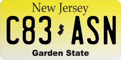 NJ license plate C83ASN