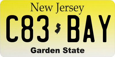 NJ license plate C83BAY