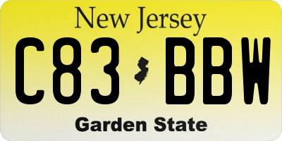 NJ license plate C83BBW