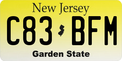 NJ license plate C83BFM