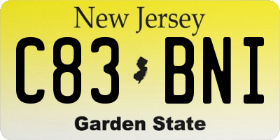 NJ license plate C83BNI