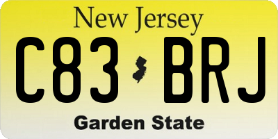 NJ license plate C83BRJ