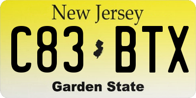 NJ license plate C83BTX