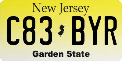 NJ license plate C83BYR