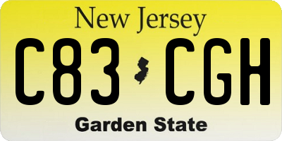 NJ license plate C83CGH