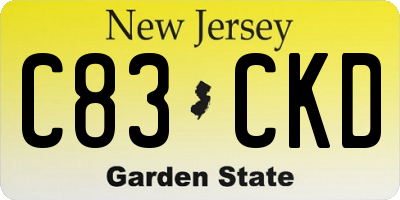 NJ license plate C83CKD