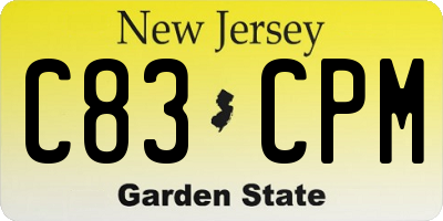 NJ license plate C83CPM