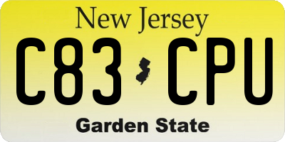 NJ license plate C83CPU