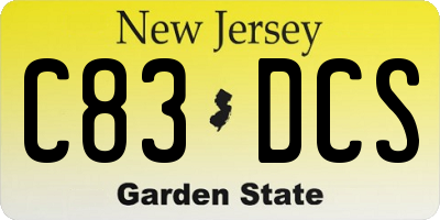 NJ license plate C83DCS