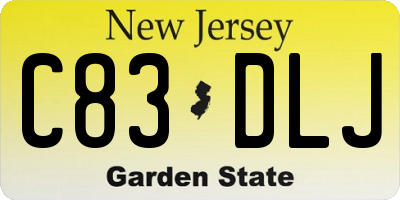 NJ license plate C83DLJ
