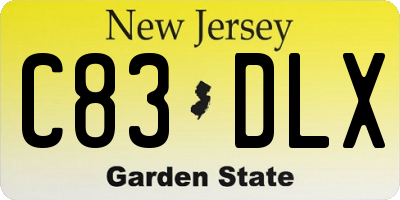 NJ license plate C83DLX