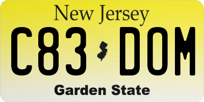 NJ license plate C83DOM