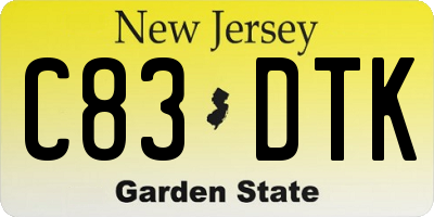 NJ license plate C83DTK