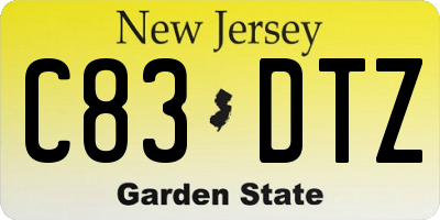 NJ license plate C83DTZ