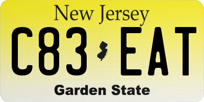 NJ license plate C83EAT