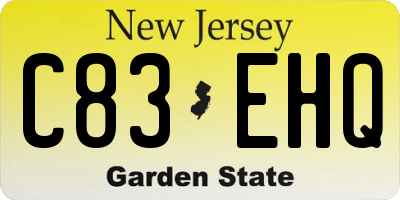 NJ license plate C83EHQ