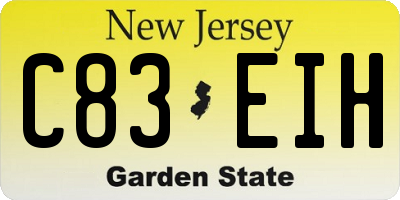 NJ license plate C83EIH