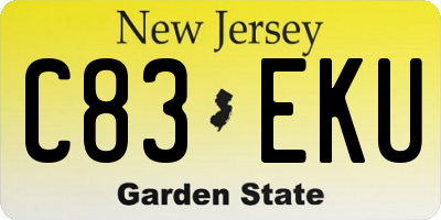 NJ license plate C83EKU