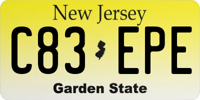 NJ license plate C83EPE