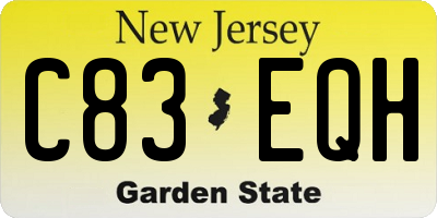 NJ license plate C83EQH