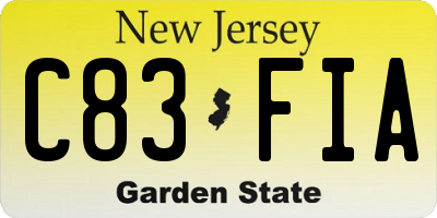 NJ license plate C83FIA