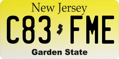 NJ license plate C83FME