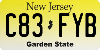 NJ license plate C83FYB