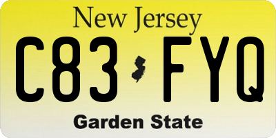 NJ license plate C83FYQ