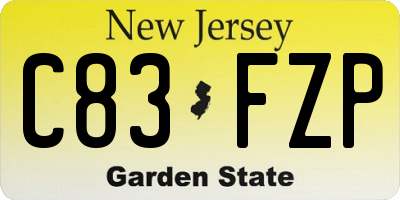 NJ license plate C83FZP
