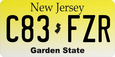 NJ license plate C83FZR