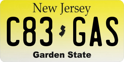 NJ license plate C83GAS
