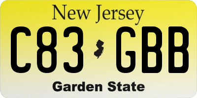 NJ license plate C83GBB