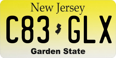 NJ license plate C83GLX