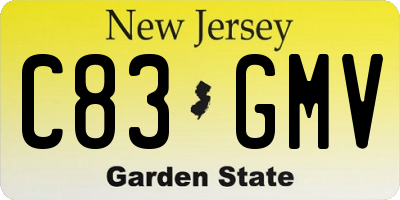 NJ license plate C83GMV