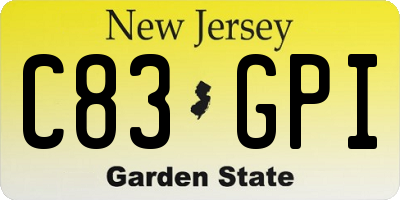 NJ license plate C83GPI