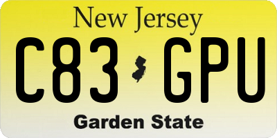 NJ license plate C83GPU