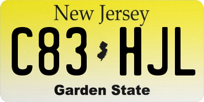 NJ license plate C83HJL