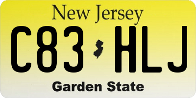NJ license plate C83HLJ