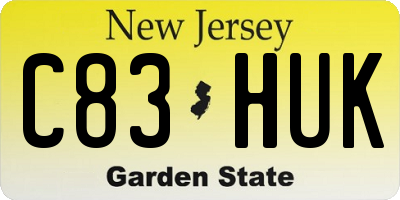 NJ license plate C83HUK
