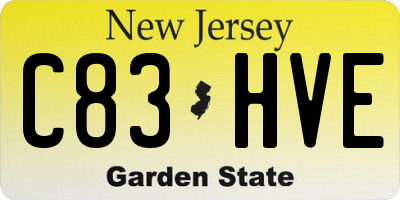 NJ license plate C83HVE