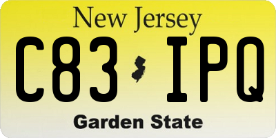 NJ license plate C83IPQ