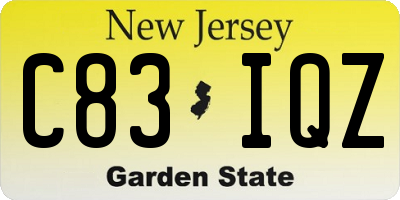NJ license plate C83IQZ