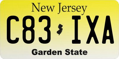 NJ license plate C83IXA