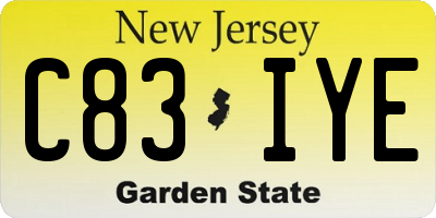 NJ license plate C83IYE